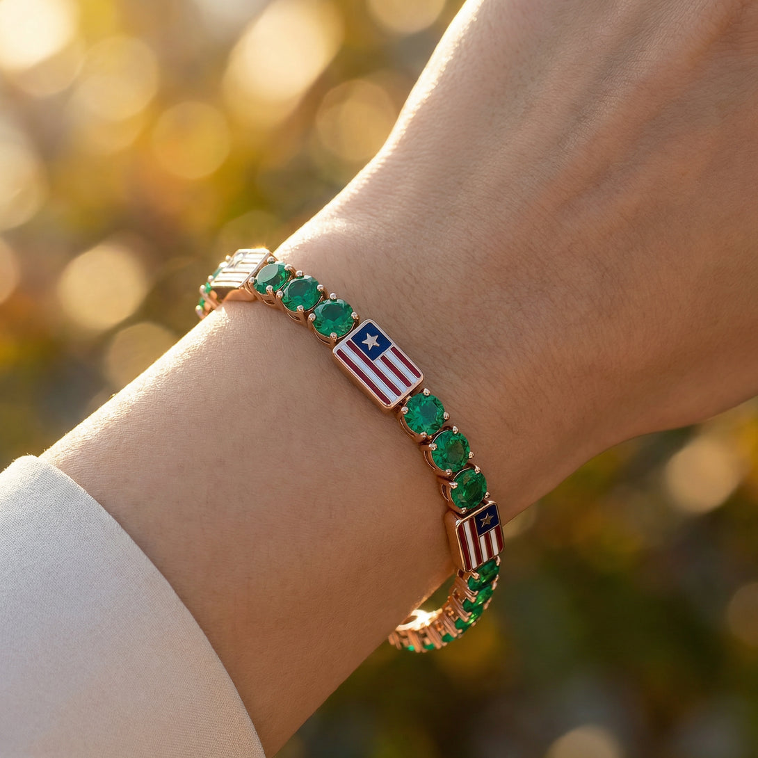 Emerald Tennis Bracelet with United States Flag no. 5