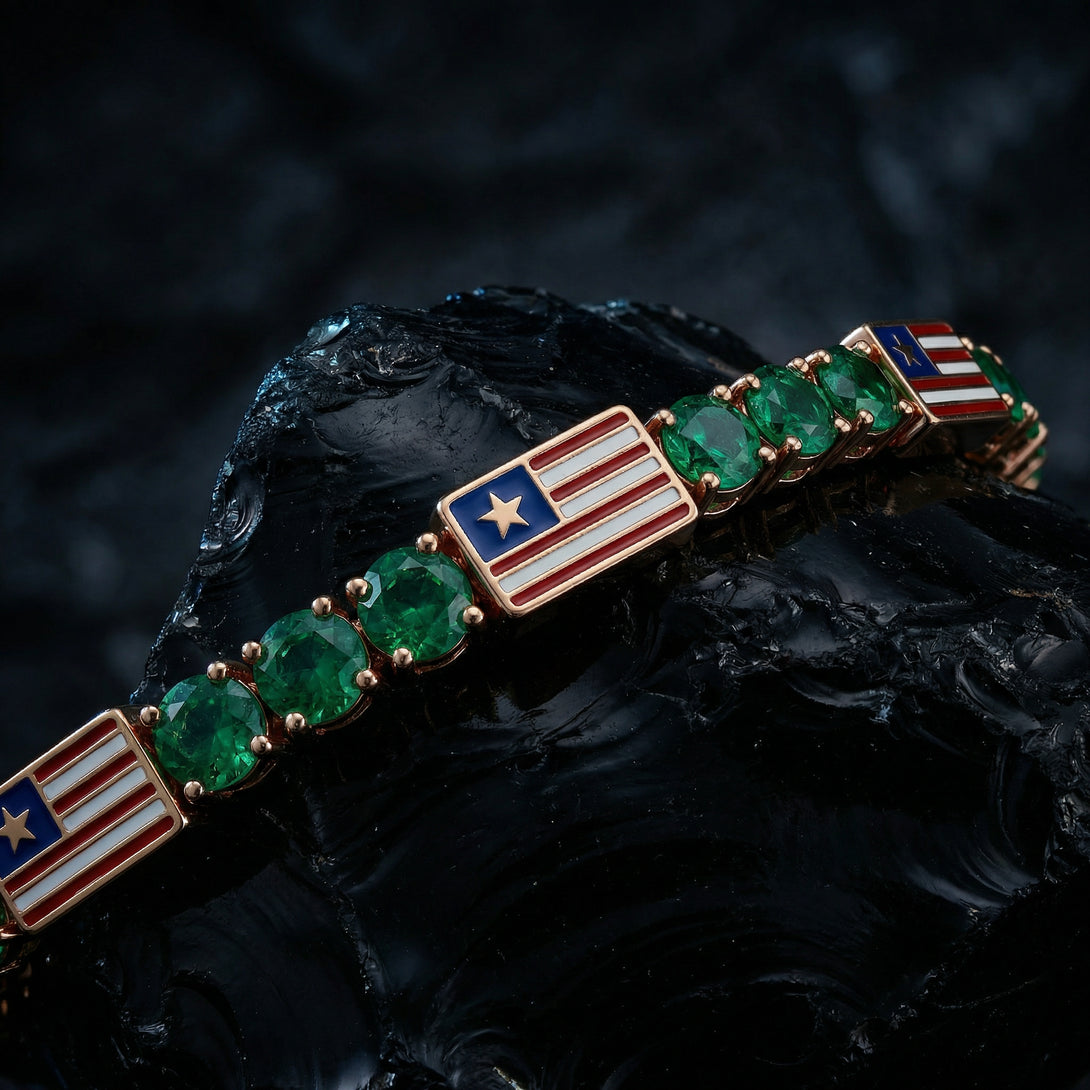 Emerald Tennis Bracelet with United States Flag no. 5