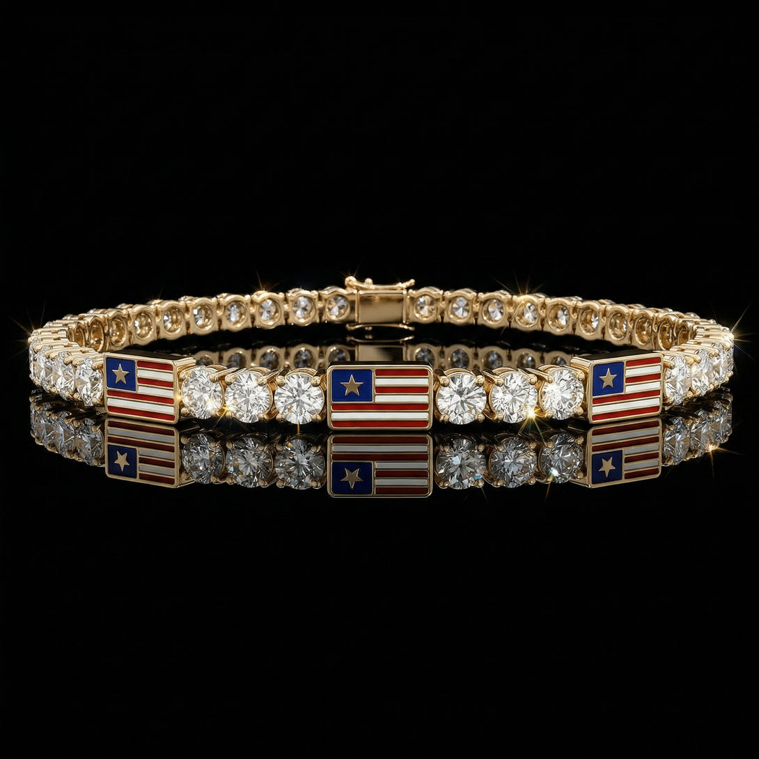 Diamond Tennis Bracelet with United States Flag no. 1