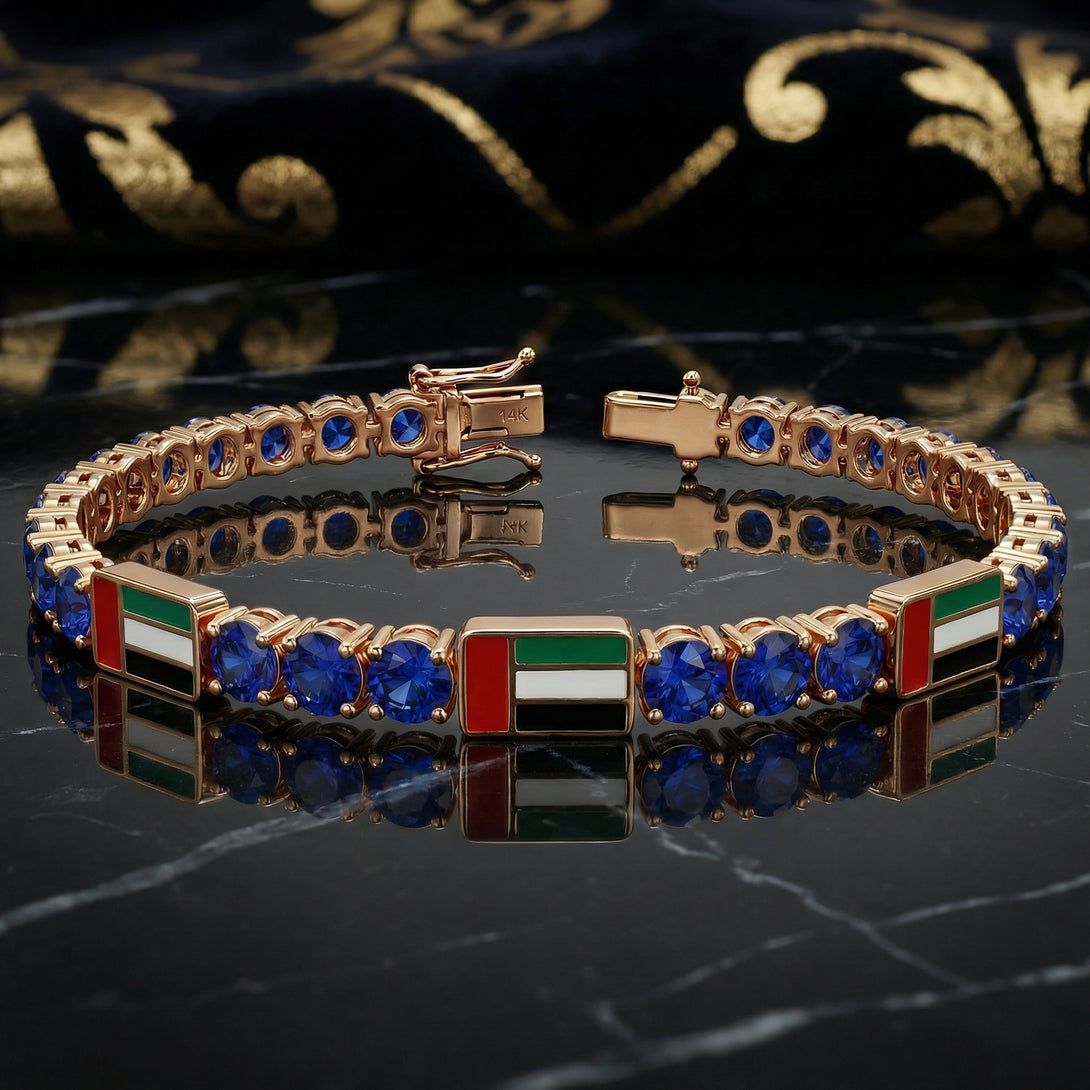 Sapphire Tennis Bracelet with United Arab Emirates Flag no. 14