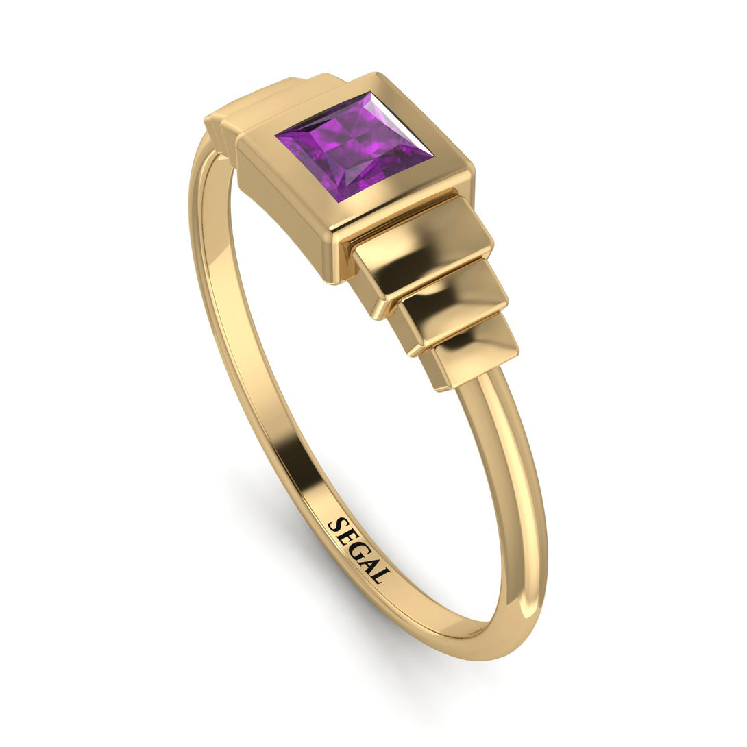 Geometric Princess Cut Amethyst Ring - Everleigh No. 301