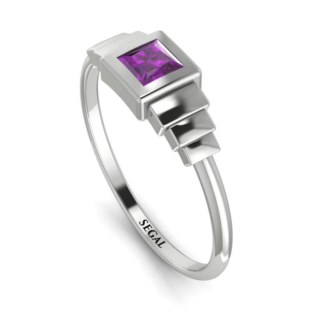 Geometric Princess Cut Amethyst Ring - Everleigh No. 303
