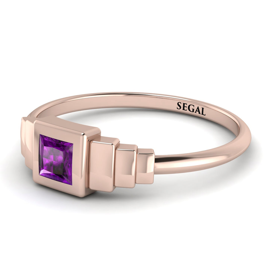 Geometric Princess Cut Amethyst Ring - Everleigh No. 302