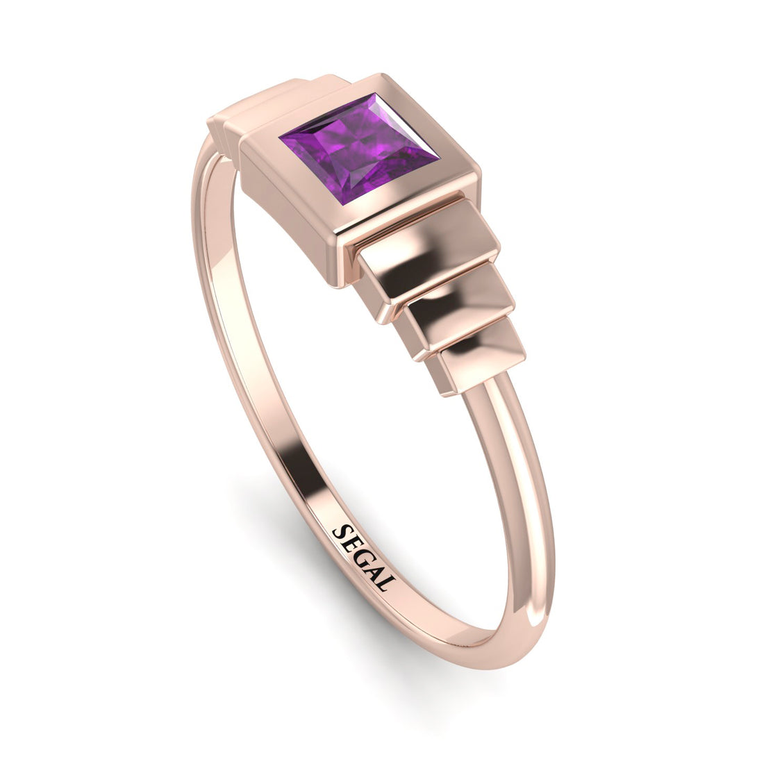 Geometric Princess Cut Amethyst Ring - Everleigh No. 302