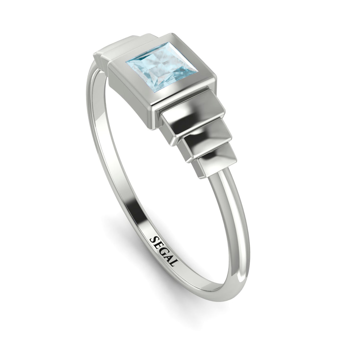 Geometric Princess Cut Aquamarine Ring - Everleigh No. 403