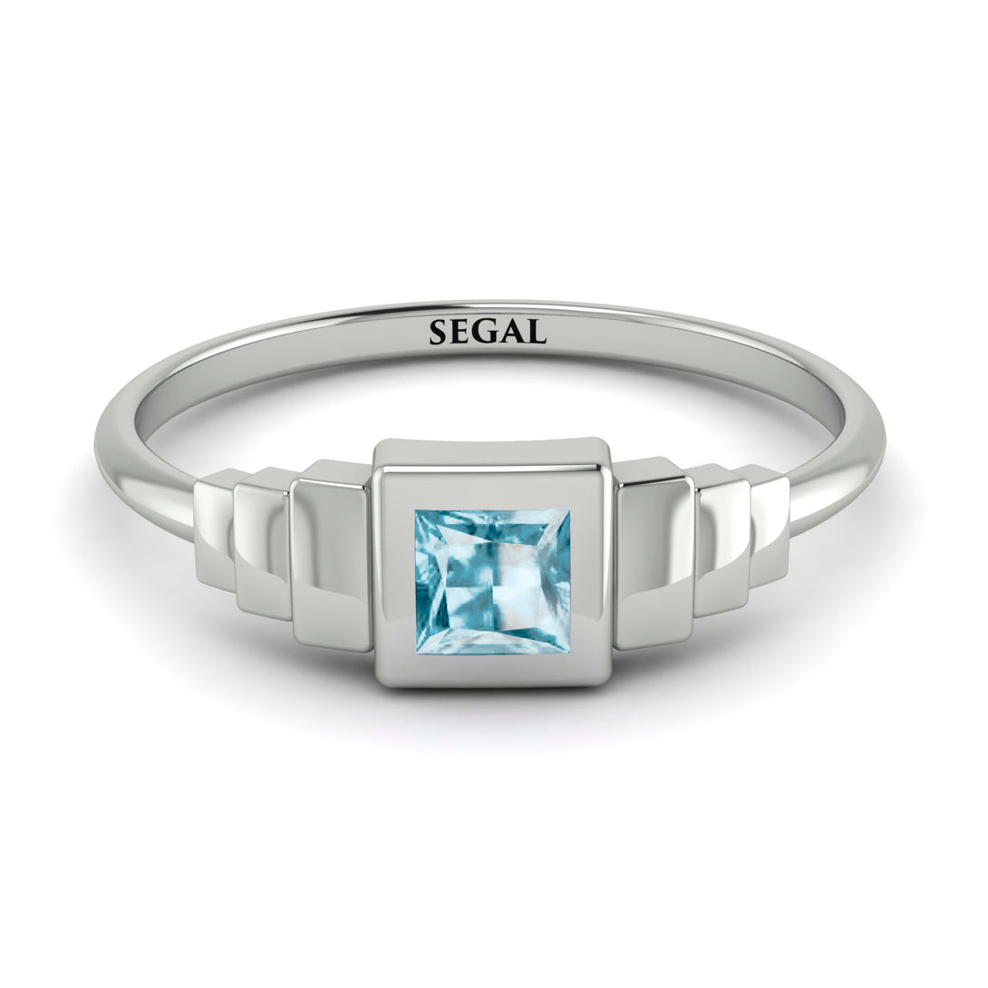 Geometric Princess Cut Aquamarine Ring - Everleigh No. 403