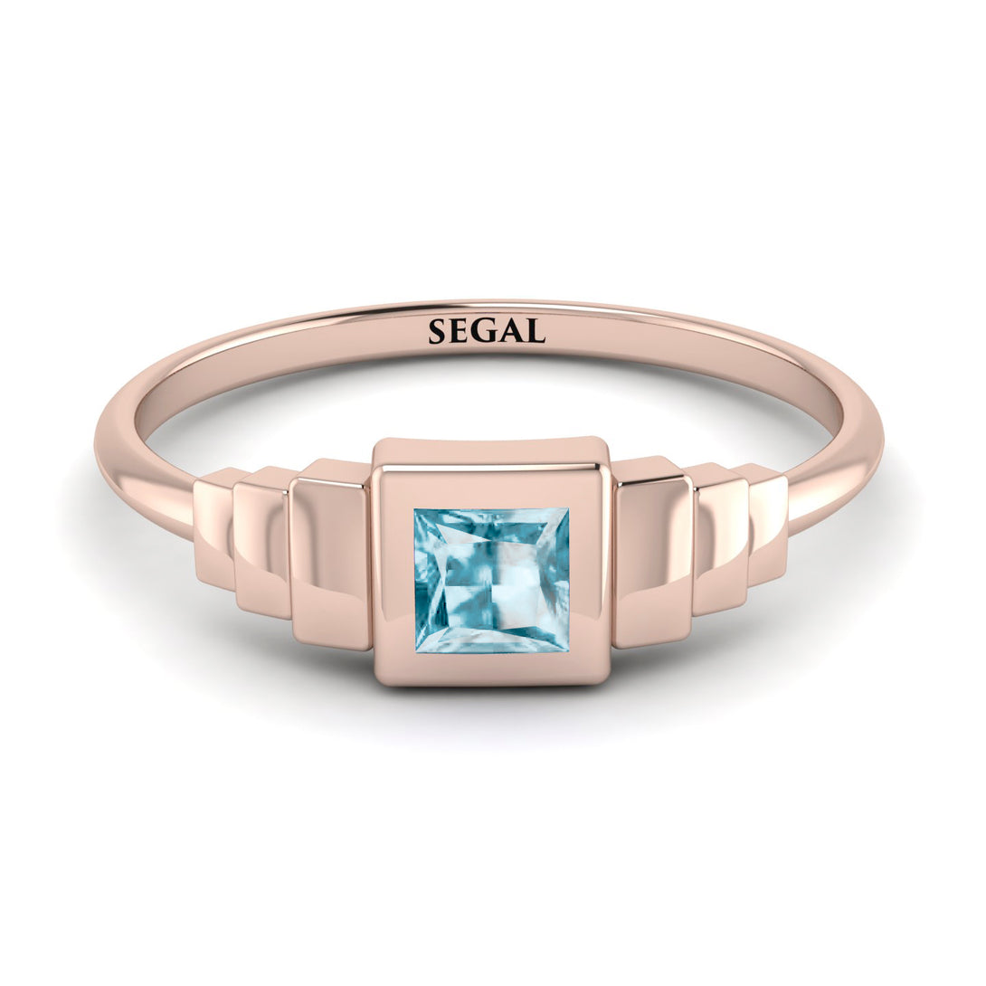 Geometric Princess Cut Aquamarine Ring - Everleigh No. 402