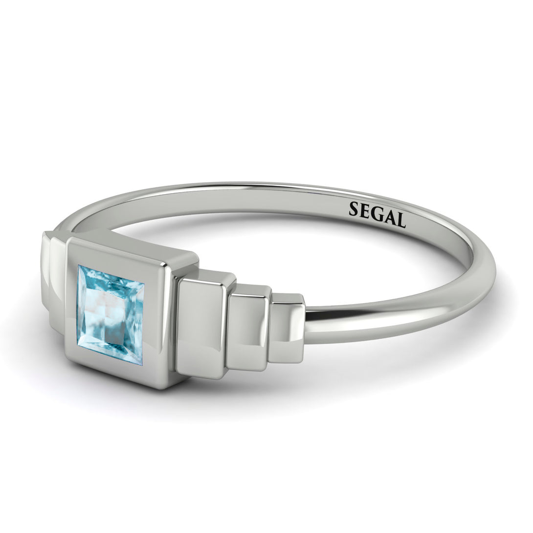 Geometric Princess Cut Aquamarine Ring - Everleigh No. 403