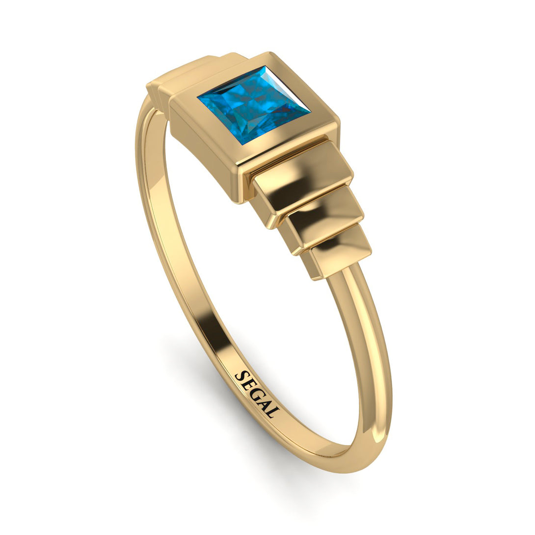 Geometric Princess Cut Blue Topaz Ring - Everleigh No. 501
