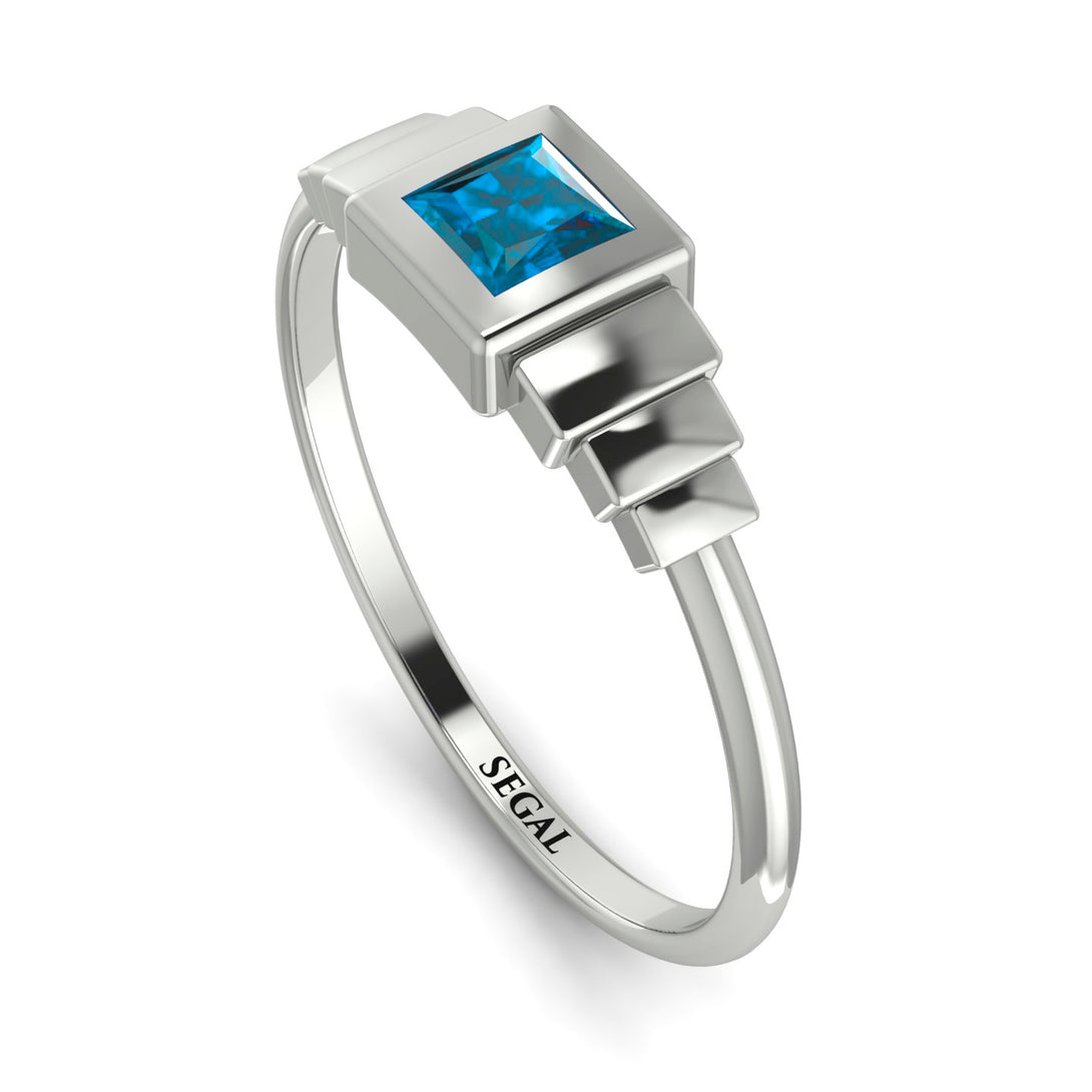Geometric Princess Cut Blue Topaz Ring - Everleigh No. 503