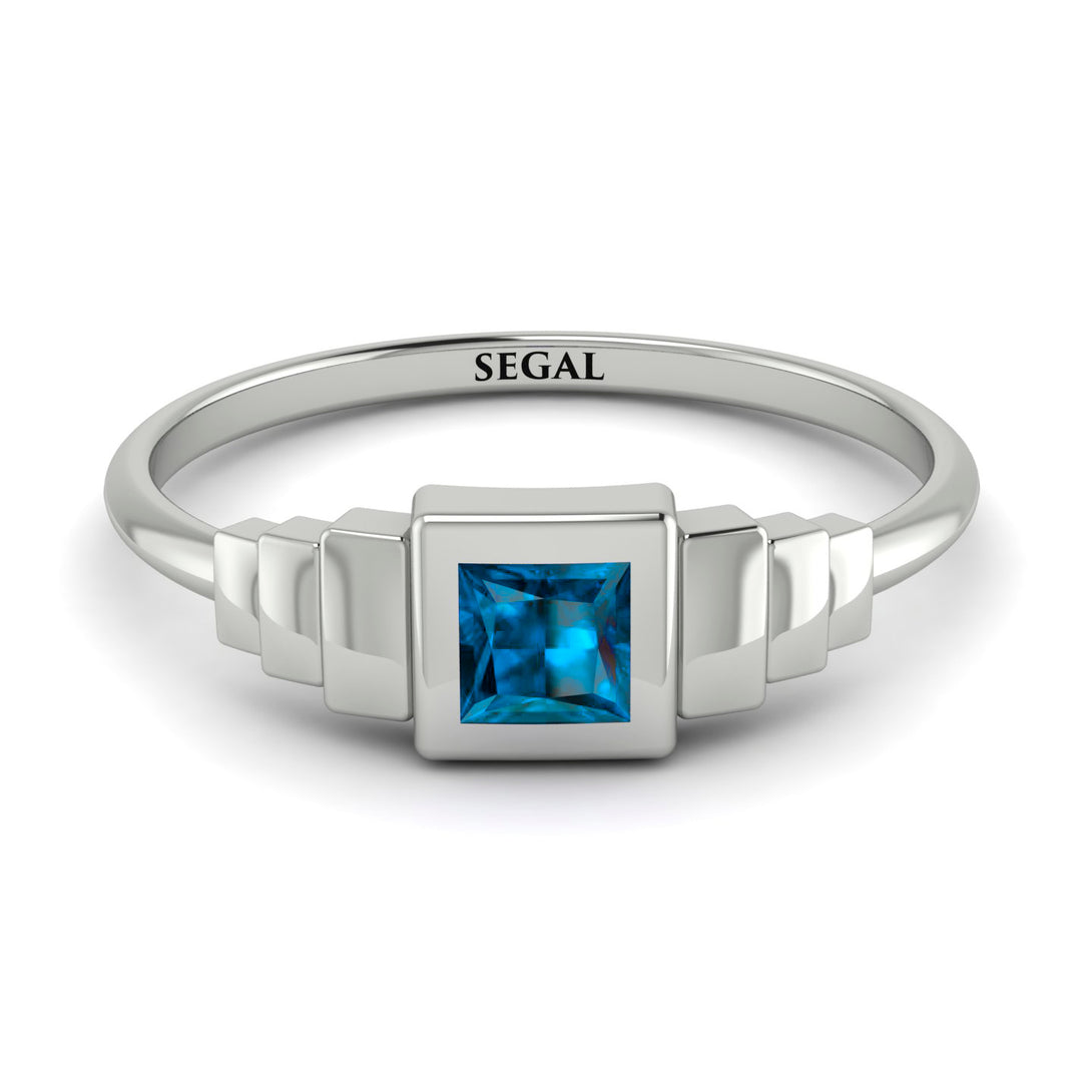 Geometric Princess Cut Blue Topaz Ring - Everleigh No. 503