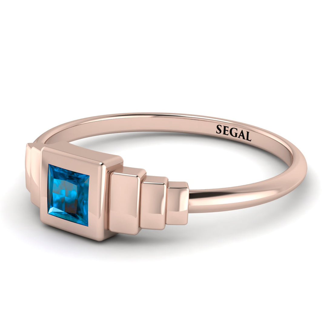 Geometric Princess Cut Blue Topaz Ring - Everleigh No. 502