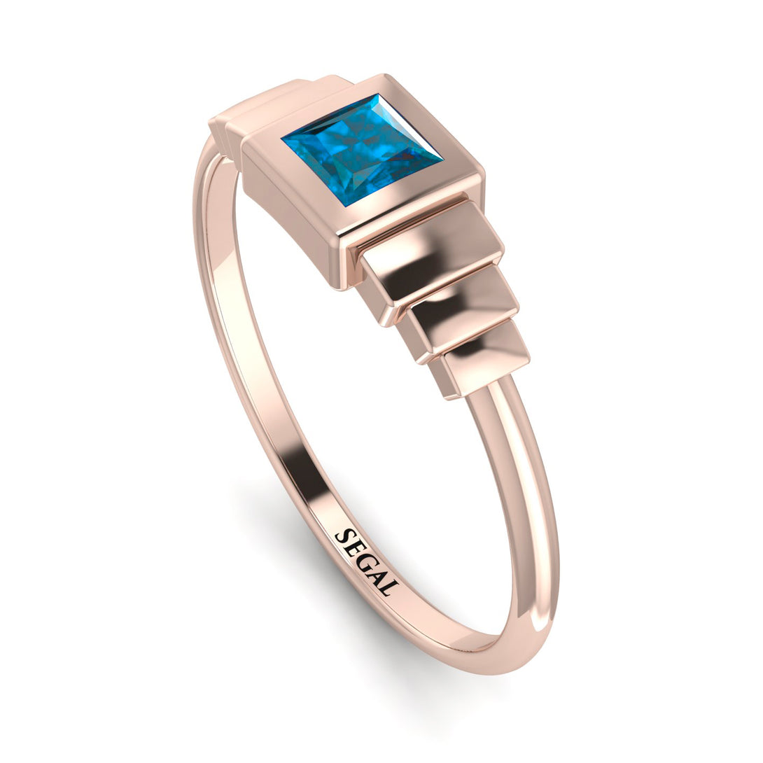 Geometric Princess Cut Blue Topaz Ring - Everleigh No. 502