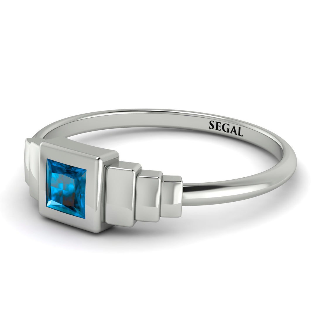Geometric Princess Cut Blue Topaz Ring - Everleigh No. 503