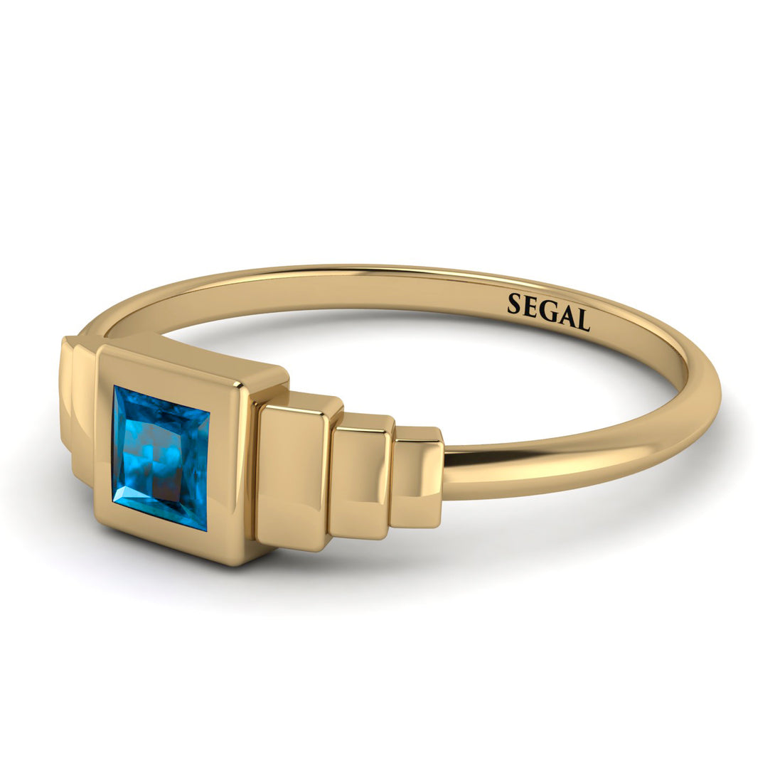Geometric Princess Cut Blue Topaz Ring - Everleigh No. 501