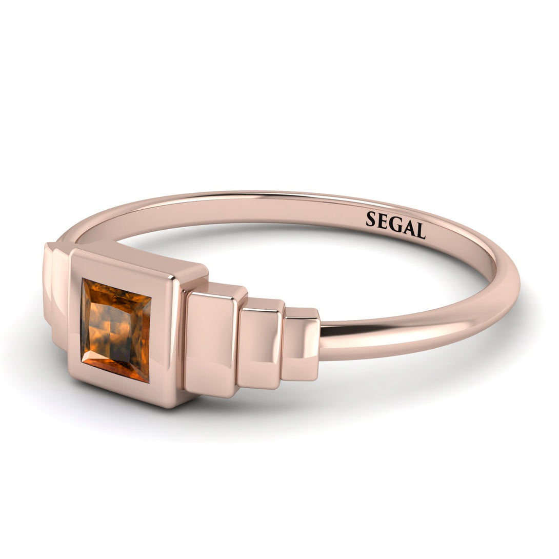 Geometric Princess Cut Brown Diamond Ring - Everleigh No. 1102