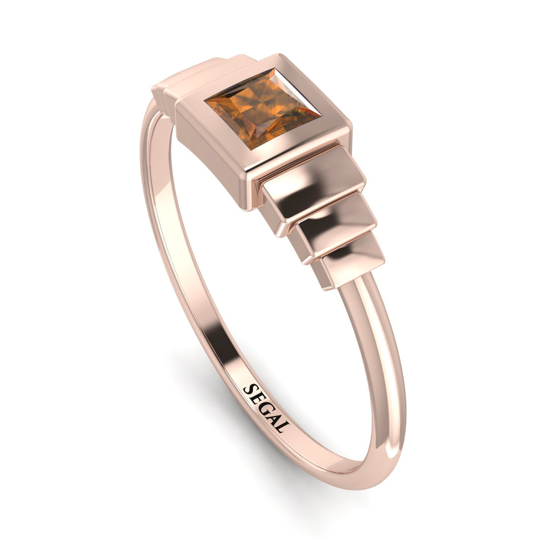 Geometric Princess Cut Brown Diamond Ring - Everleigh No. 1102