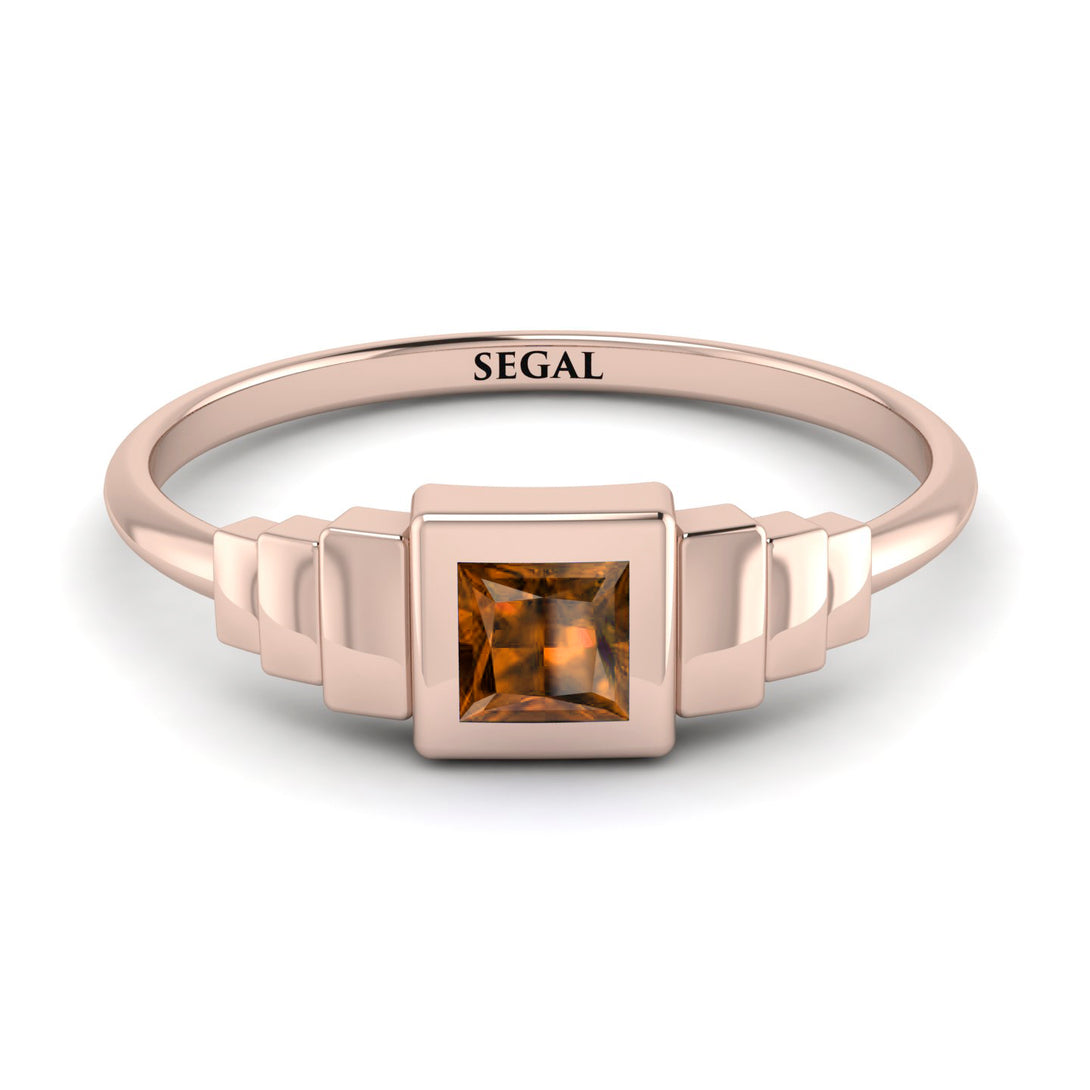 Geometric Princess Cut Brown Diamond Ring - Everleigh No. 1102