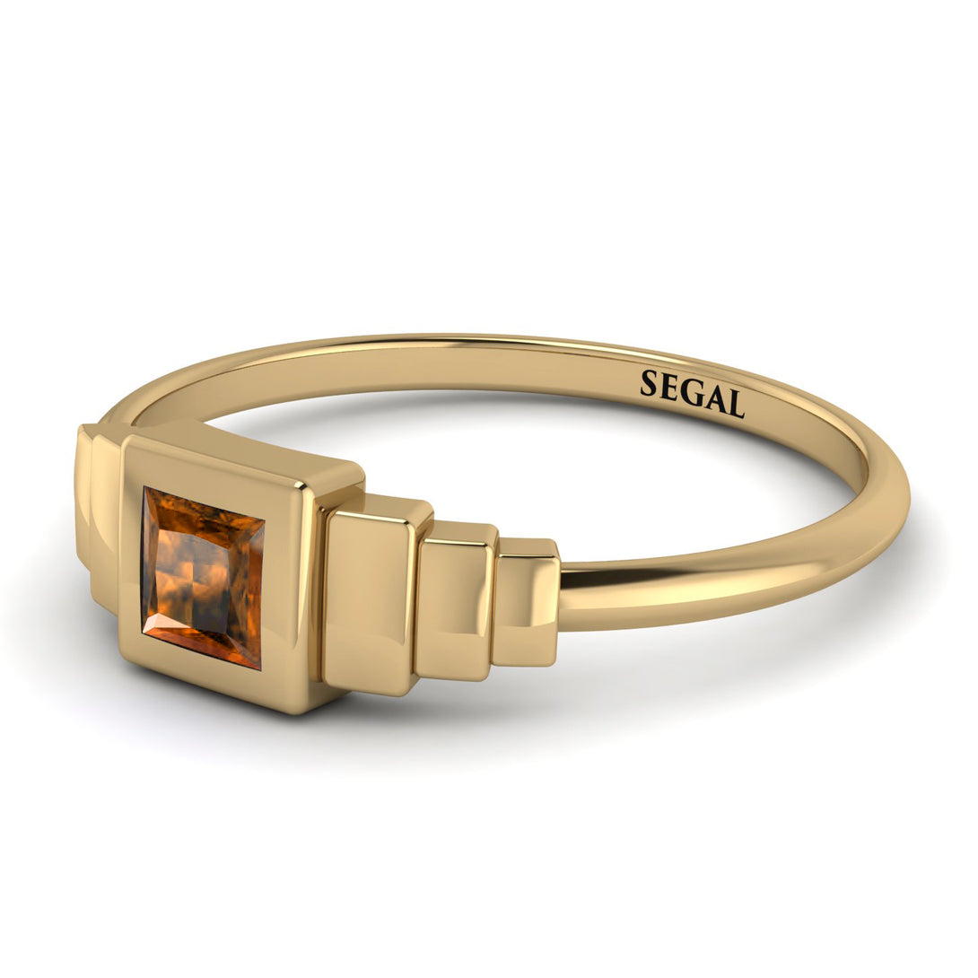 Geometric Princess Cut Brown Diamond Ring - Everleigh No. 1101