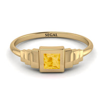 Geometric Princess Cut Citrine Ring - Everleigh No. 601 image 1