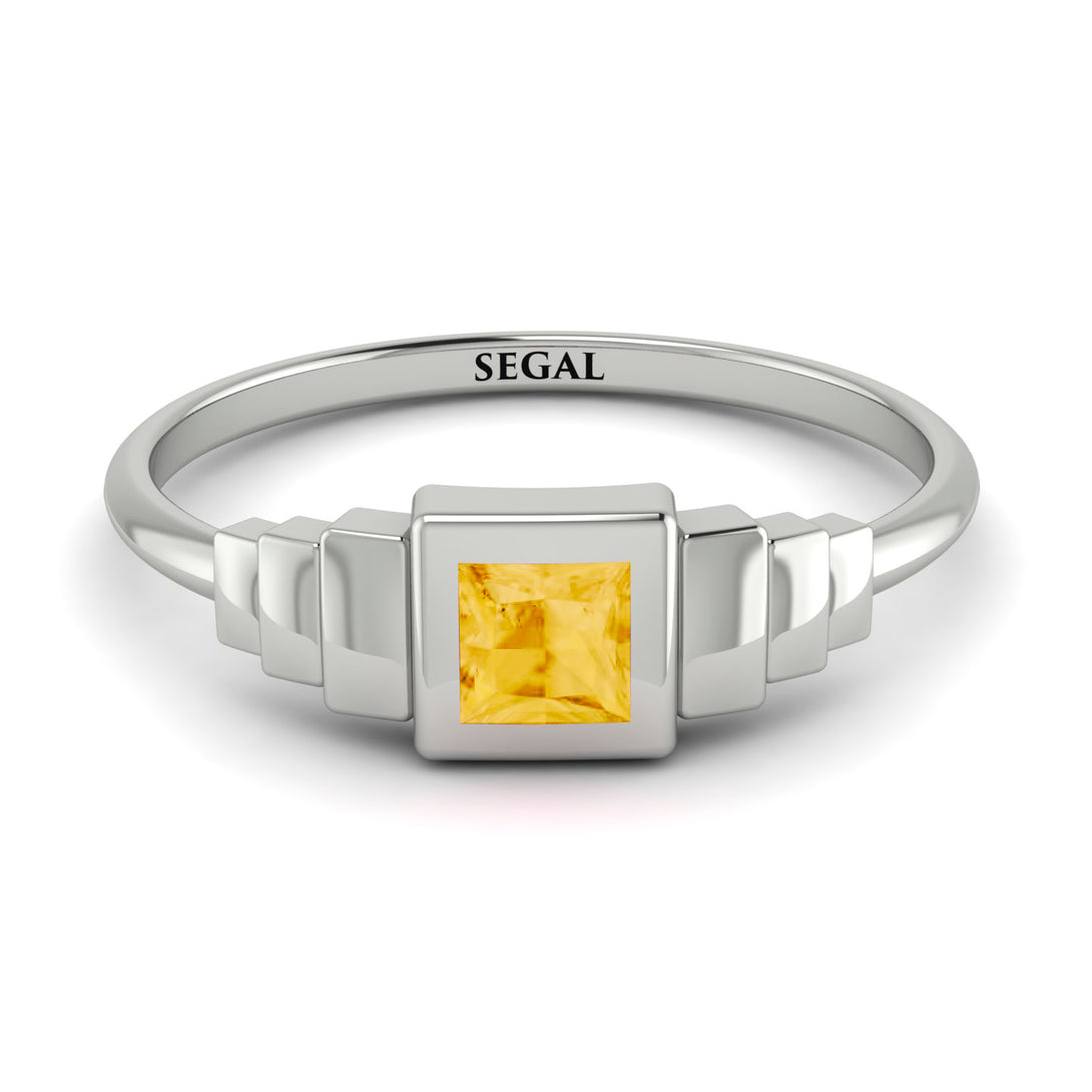 Geometric Princess Cut Citrine Ring - Everleigh No. 603