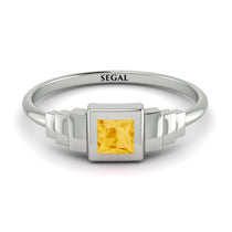 Geometric Princess Cut Citrine Ring - Everleigh No. 603 image 1