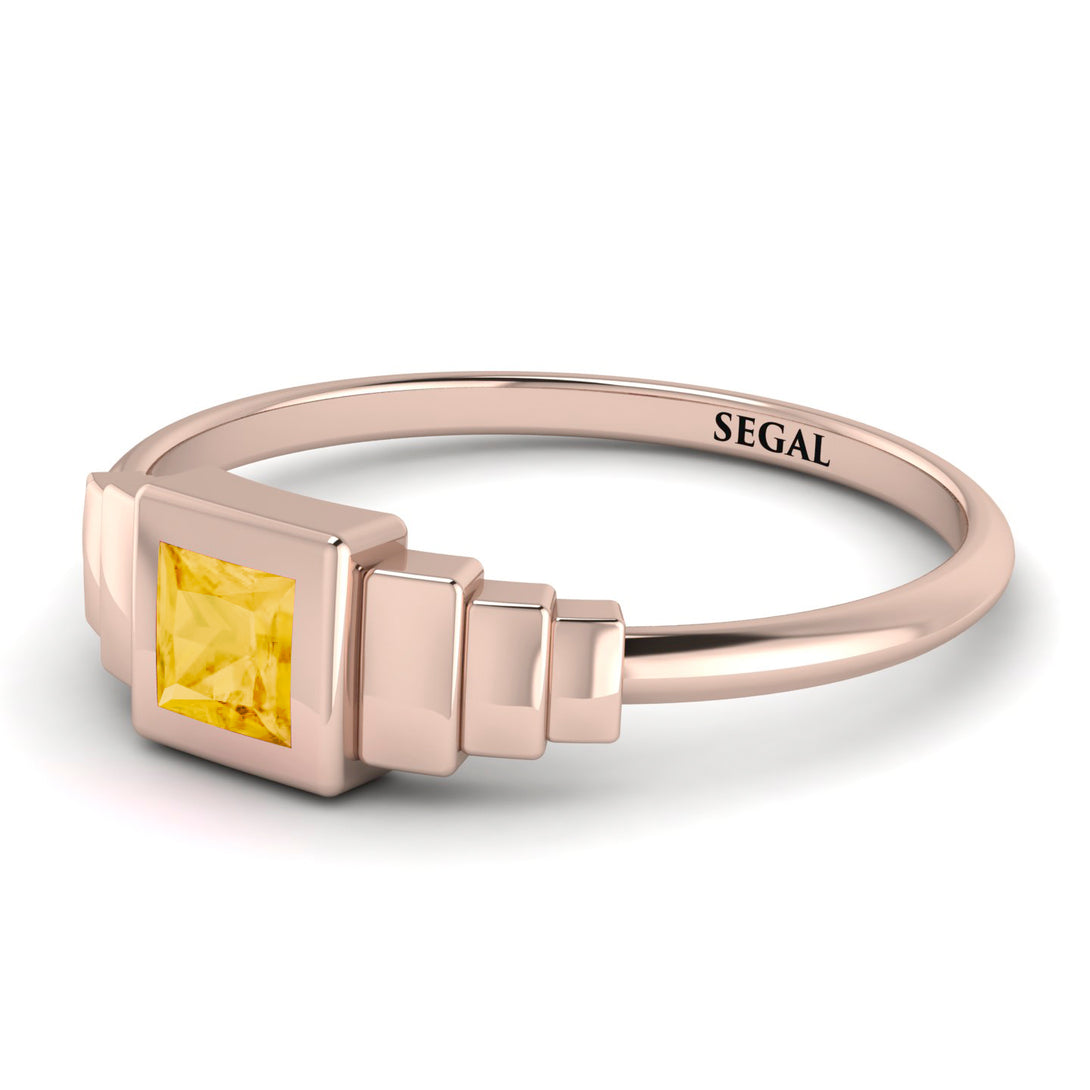 Geometric Princess Cut Citrine Ring - Everleigh No. 602