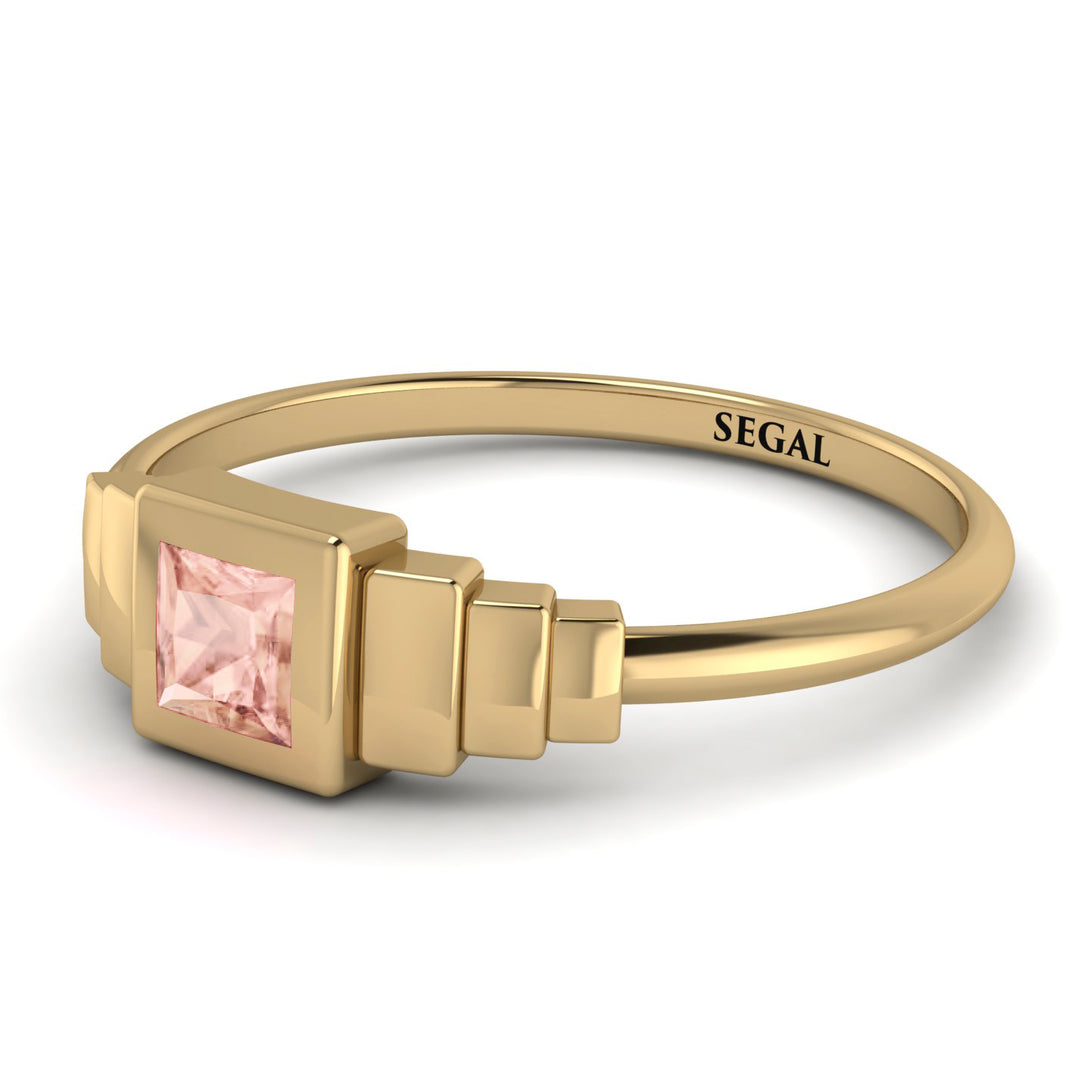 Geometric Princess Cut Morganite Ring - Everleigh No. 901