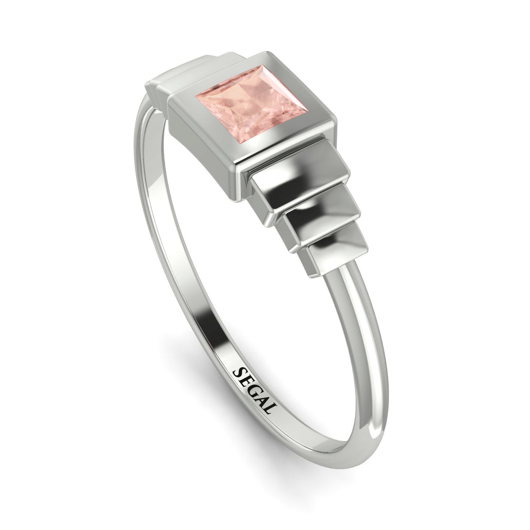 Geometric Princess Cut Morganite Ring - Everleigh No. 903