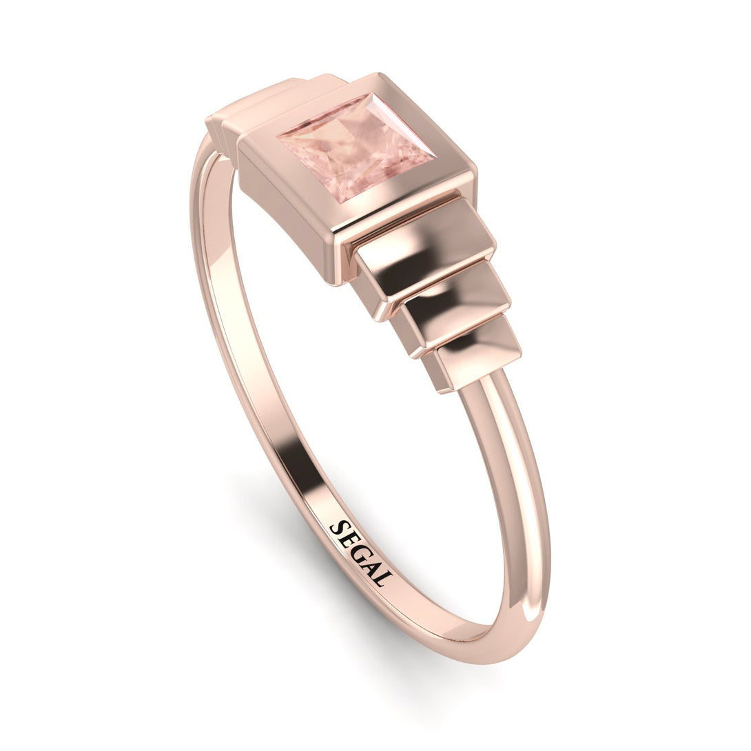 Geometric Princess Cut Morganite Ring - Everleigh No. 902