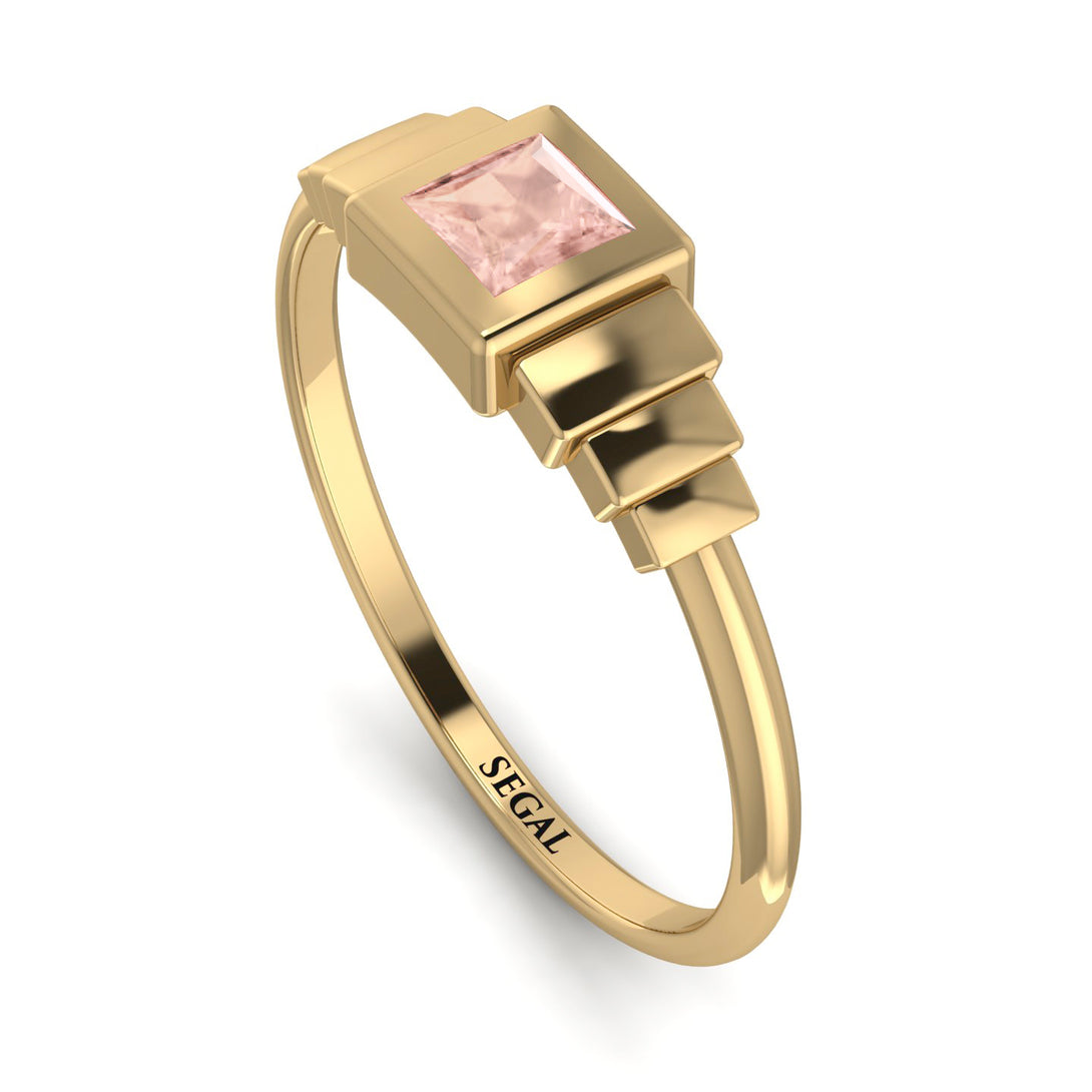 Geometric Princess Cut Morganite Ring - Everleigh No. 901