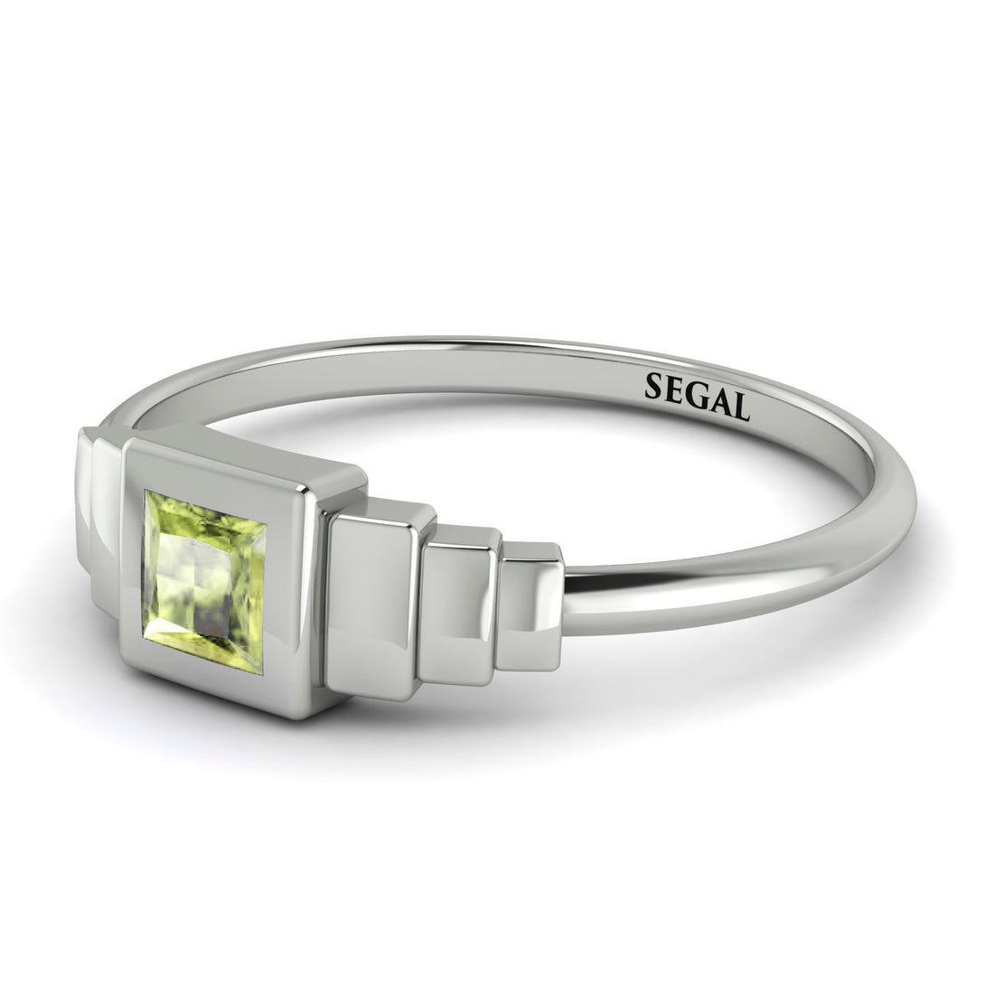 Geometric Princess Cut Peridot Ring - Everleigh No. 703
