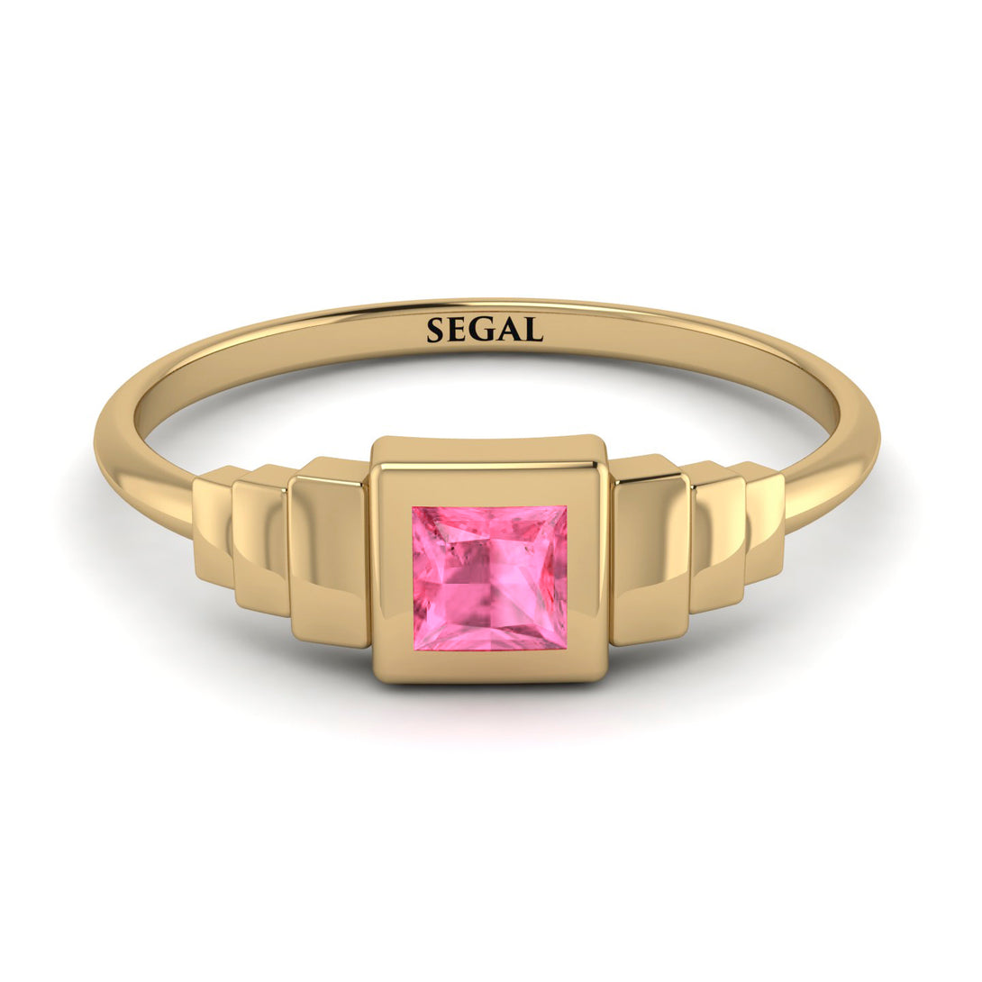 Geometric Princess Cut Pink Moissanite Ring - Everleigh No. 801