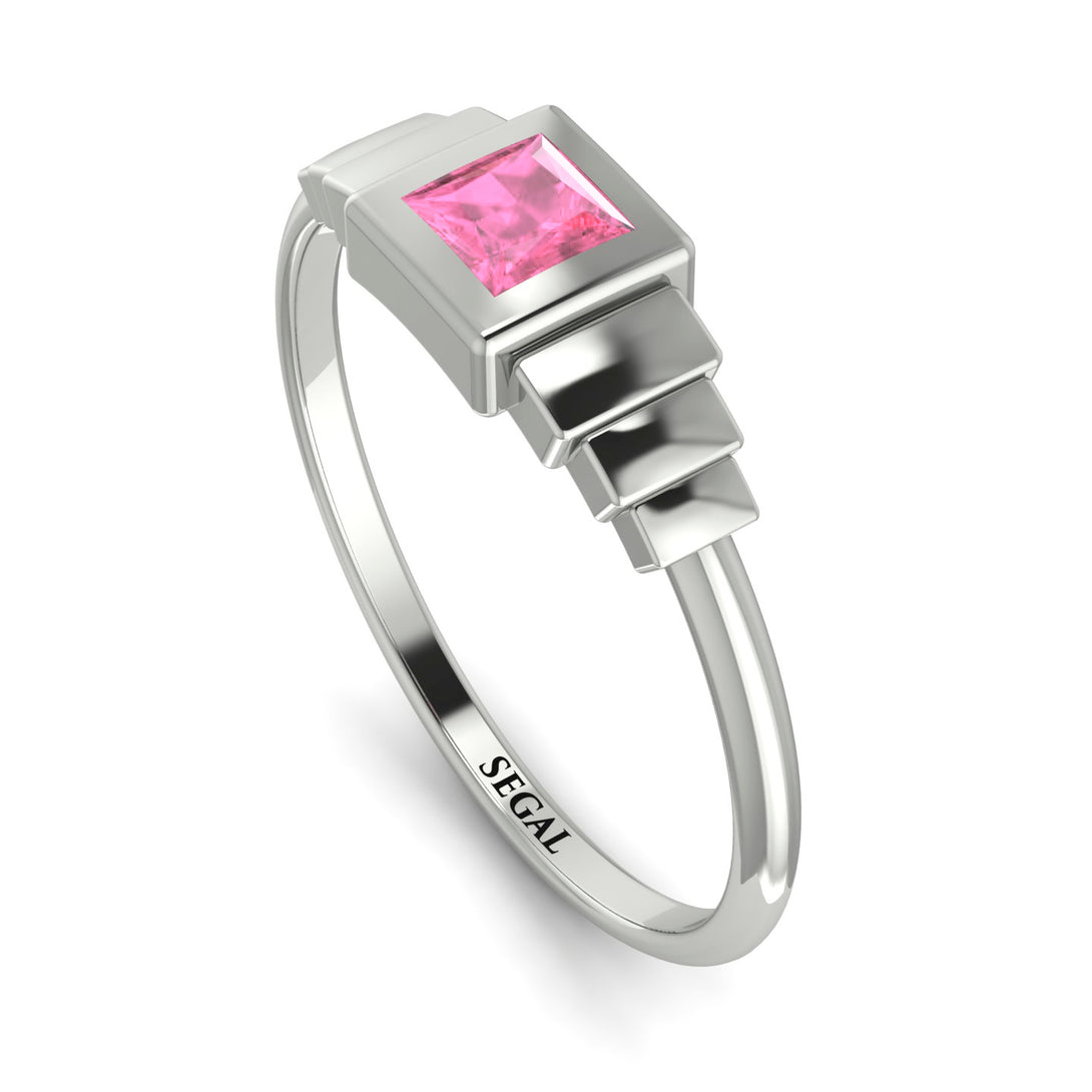 Geometric Princess Cut Pink Moissanite Ring - Everleigh No. 803