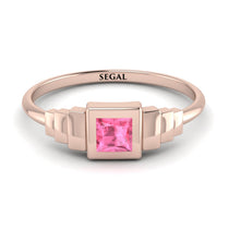 Geometric Princess Cut Pink Moissanite Ring - Everleigh No. 802 image 1
