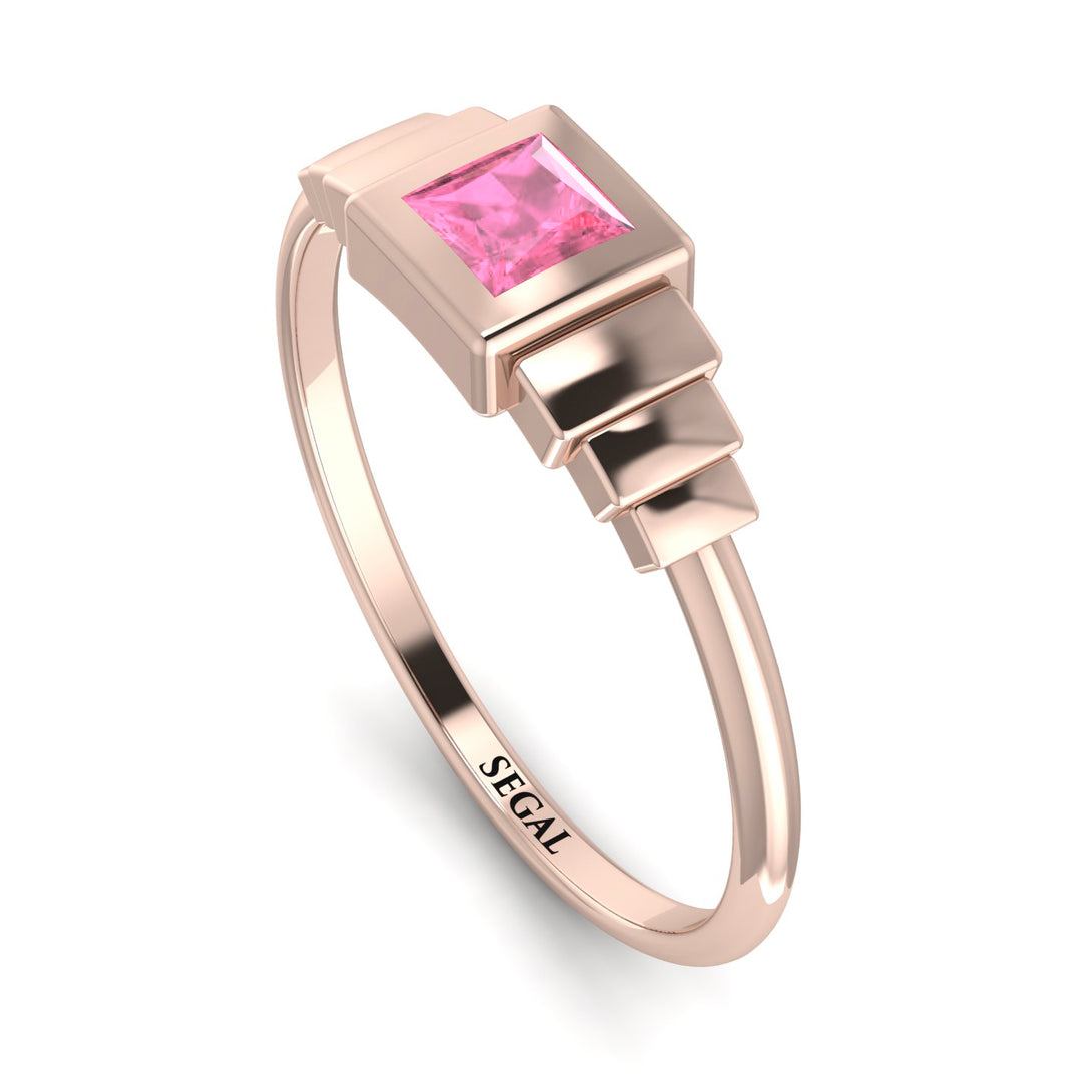 Geometric Princess Cut Pink Moissanite Ring - Everleigh No. 802