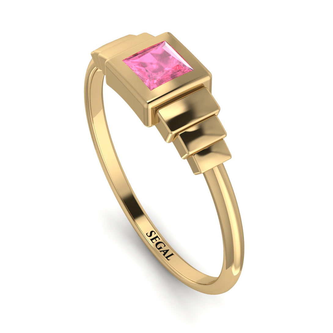 Geometric Princess Cut Pink Moissanite Ring - Everleigh No. 801