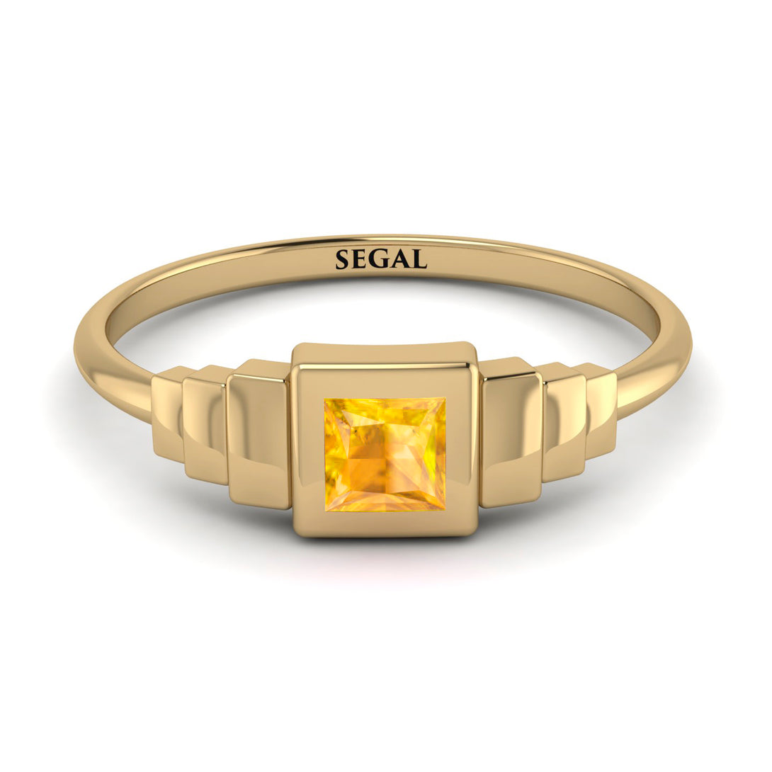 Geometric Princess Cut Yellow Diamond Ring - Everleigh No. 1001