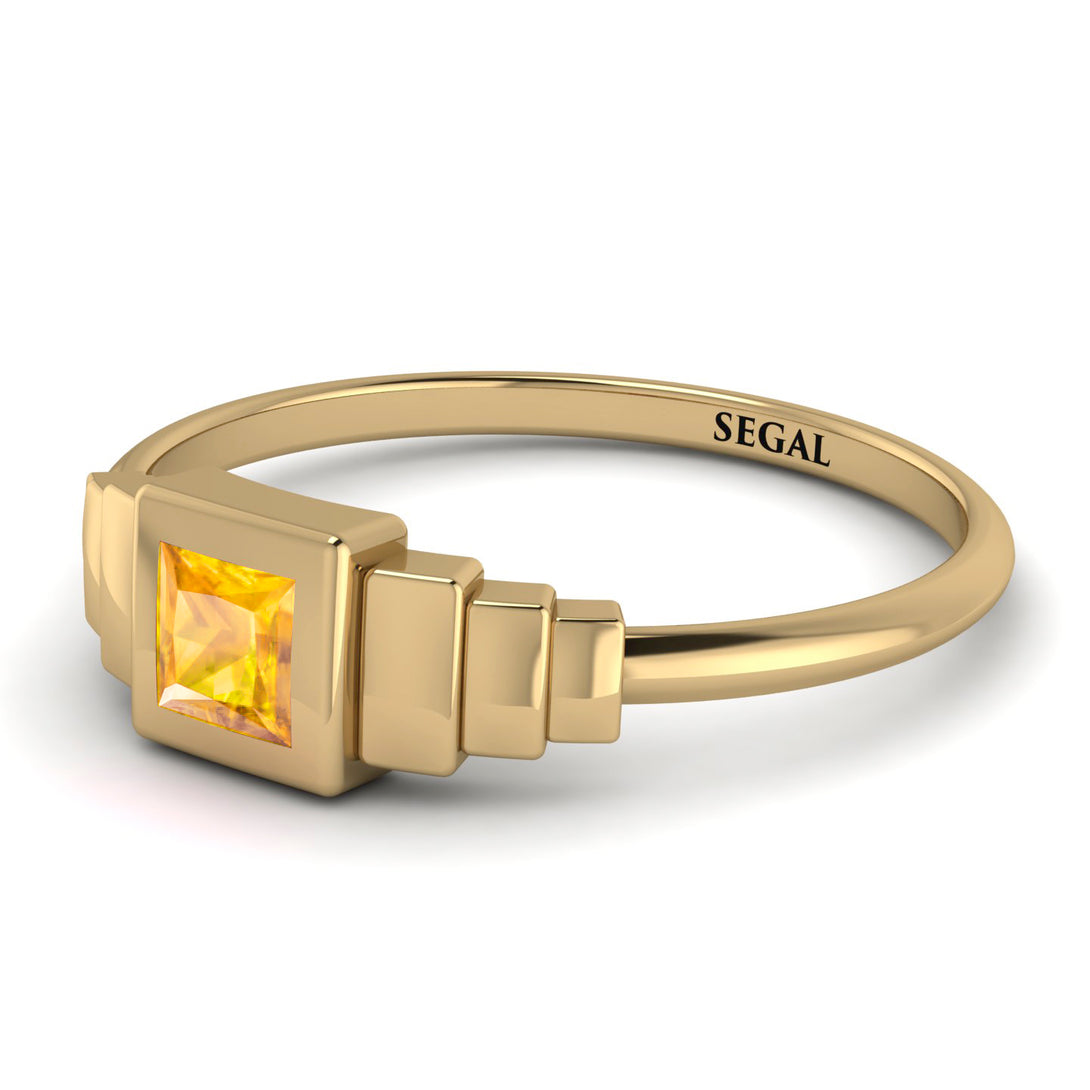 Geometric Princess Cut Yellow Diamond Ring - Everleigh No. 1001
