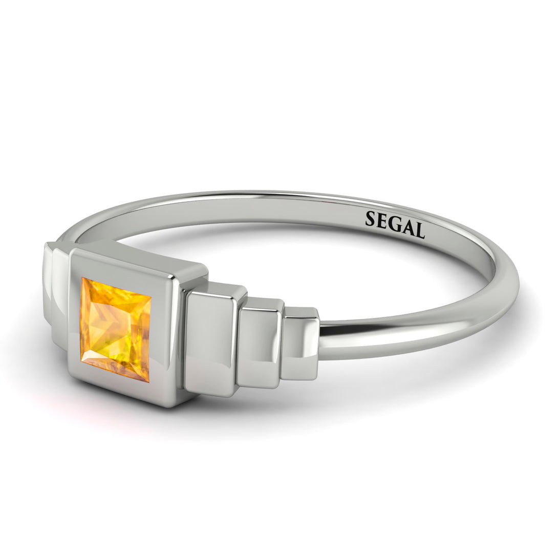 Geometric Princess Cut Yellow Diamond Ring - Everleigh No. 1003