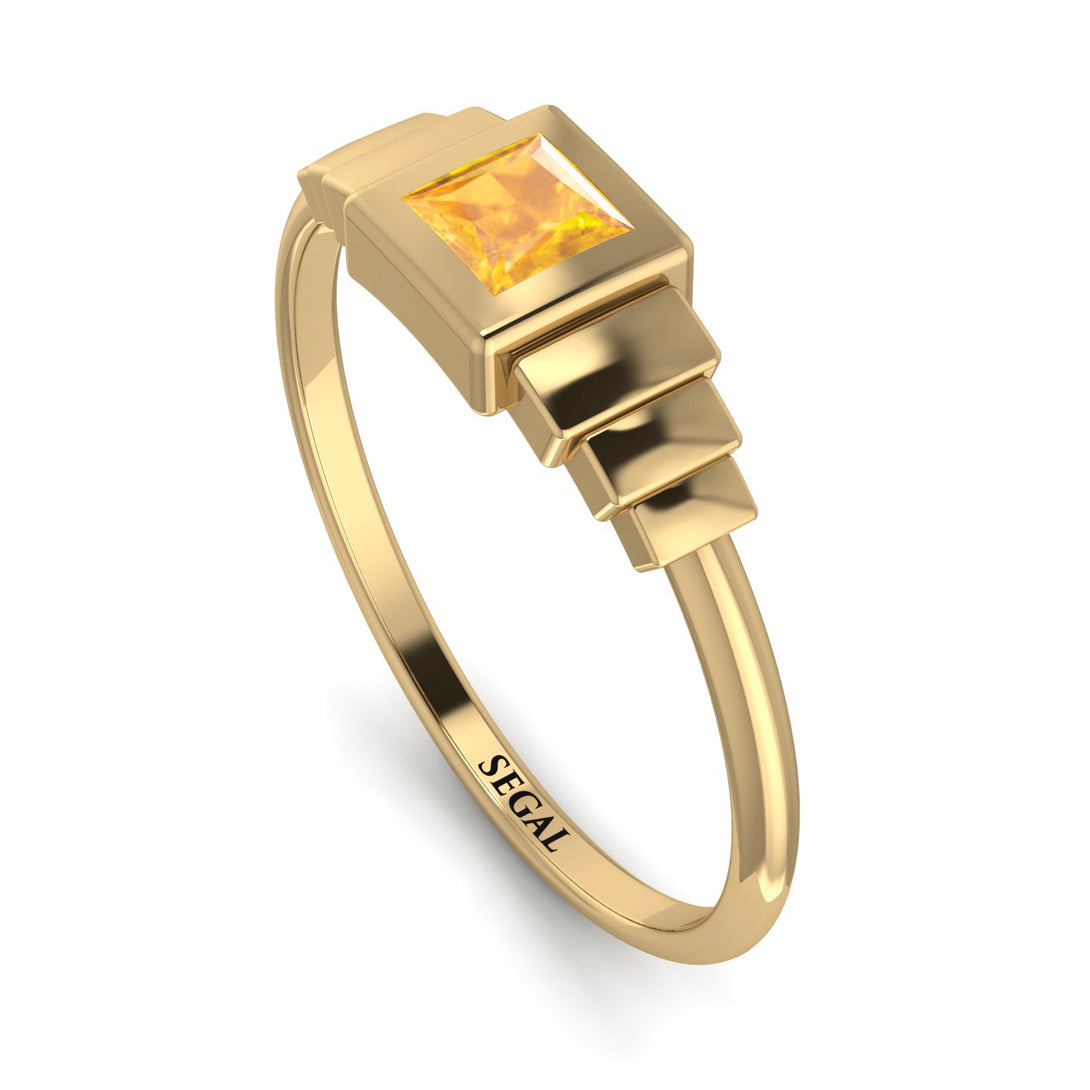 Geometric Princess Cut Yellow Diamond Ring - Everleigh No. 1001