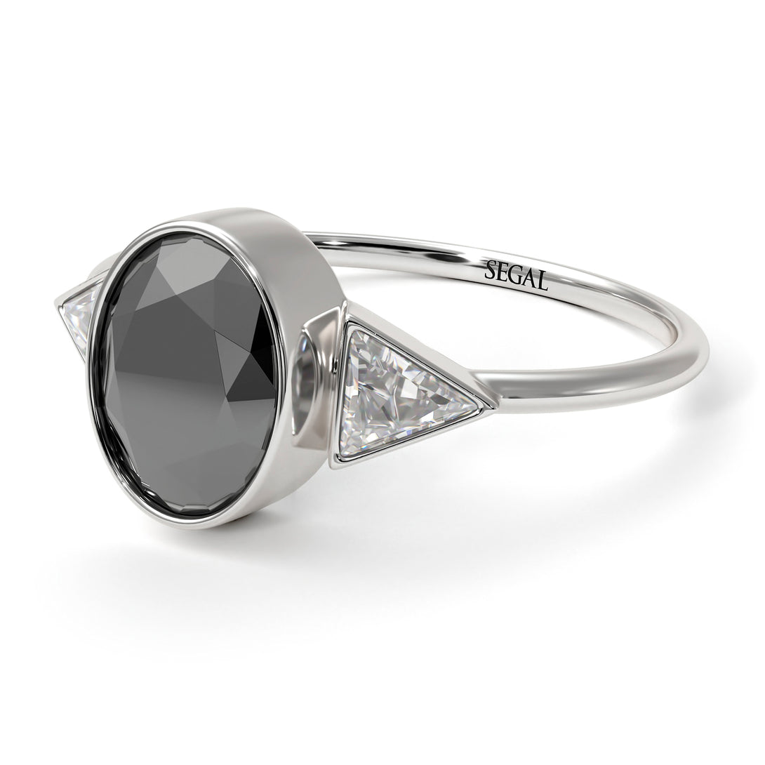 Geometrical Bezel Black Diamond Ring - Trinity No. 33