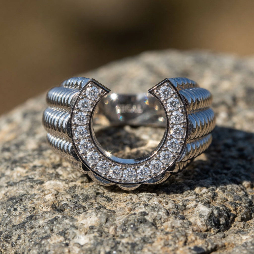 Diamond Men Horseshoe Luck Ring - Gerald No. 3