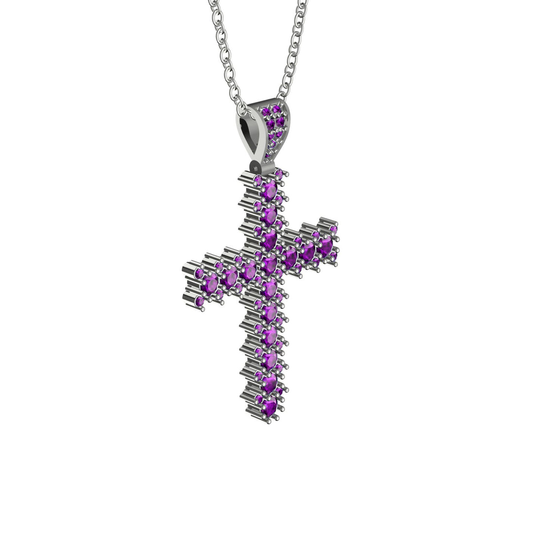 Glamorous Amethyst Cross Pendant - Raymond No. 303