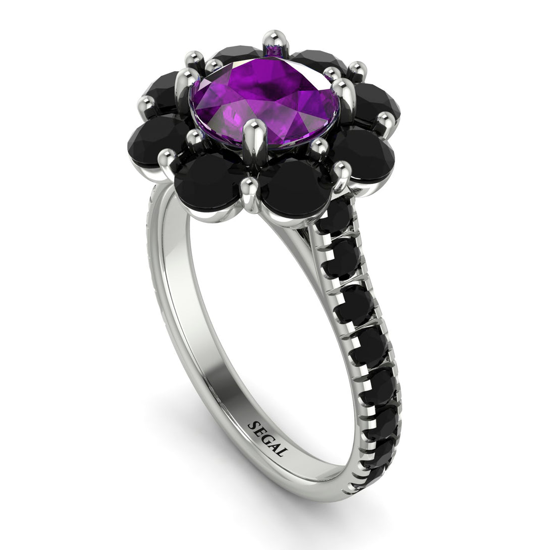 Glamorous Amethyst Halo Engagement Ring - Amaya No. 309