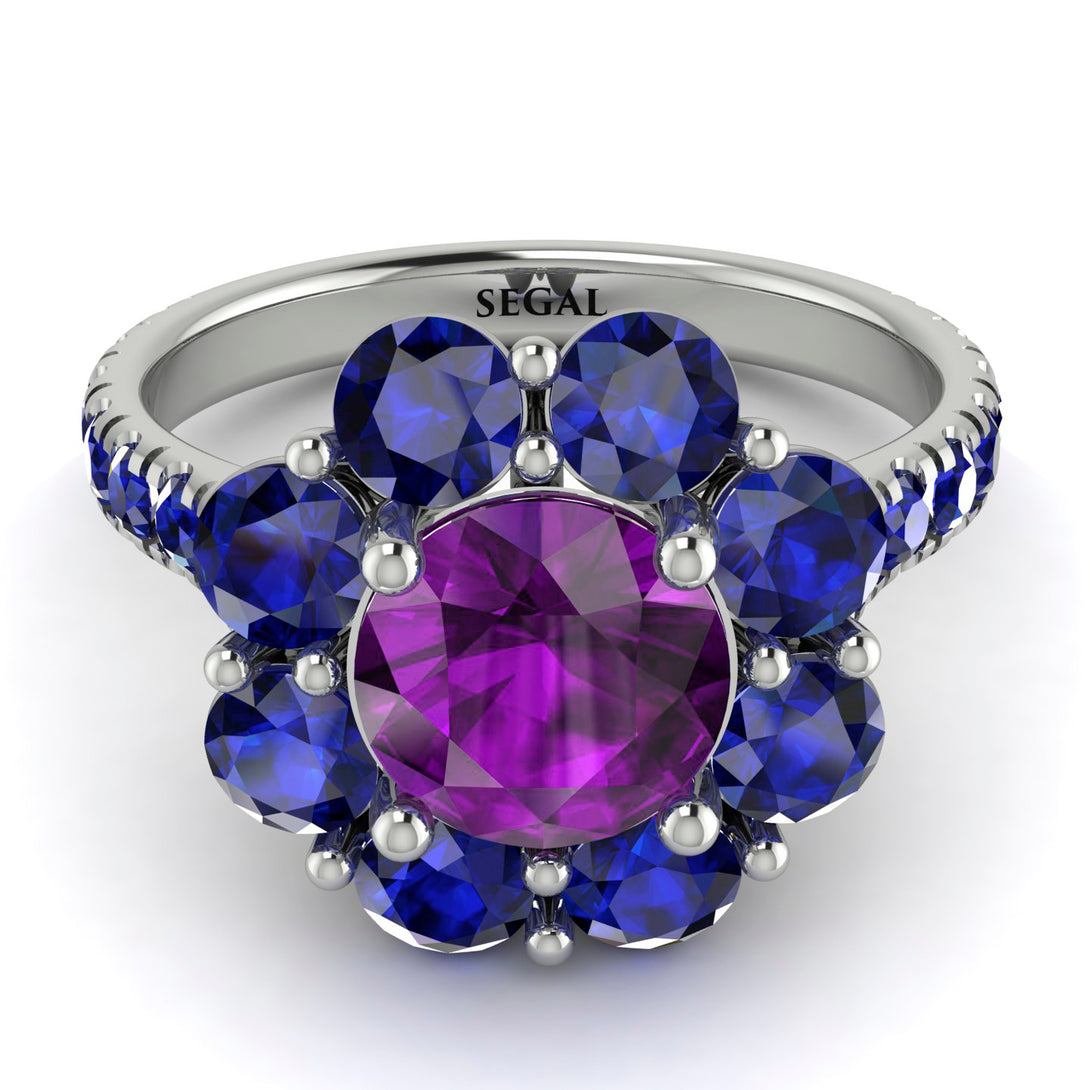Glamorous Amethyst Halo Engagement Ring - Amaya No. 315
