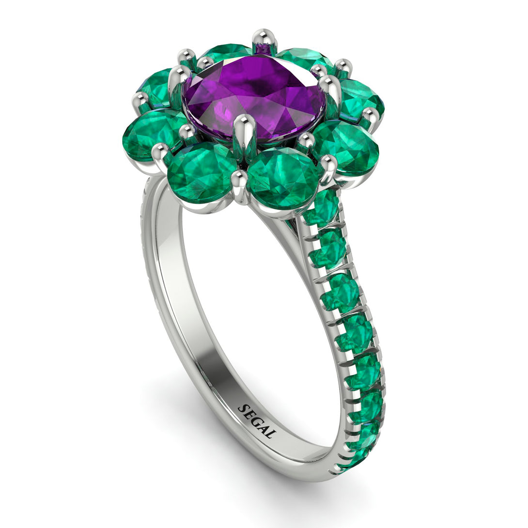 Glamorous Amethyst Halo Engagement Ring - Amaya No. 306
