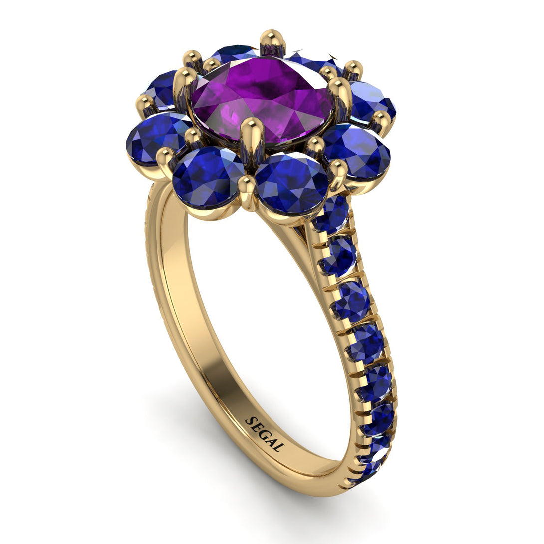 Glamorous Amethyst Halo Engagement Ring - Amaya No. 313