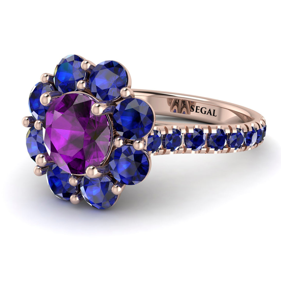 Glamorous Amethyst Halo Engagement Ring - Amaya No. 314
