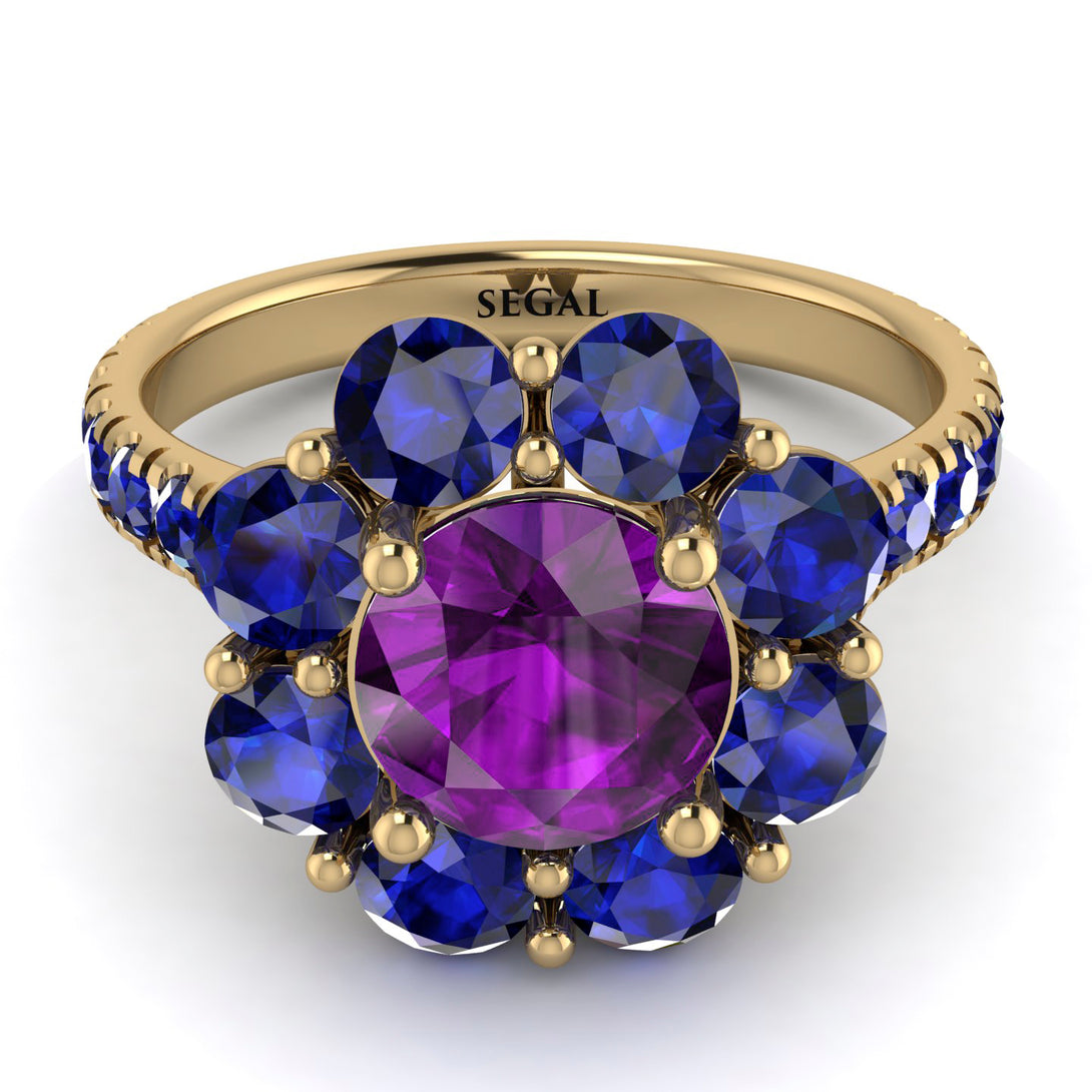 Glamorous Amethyst Halo Engagement Ring - Amaya No. 313